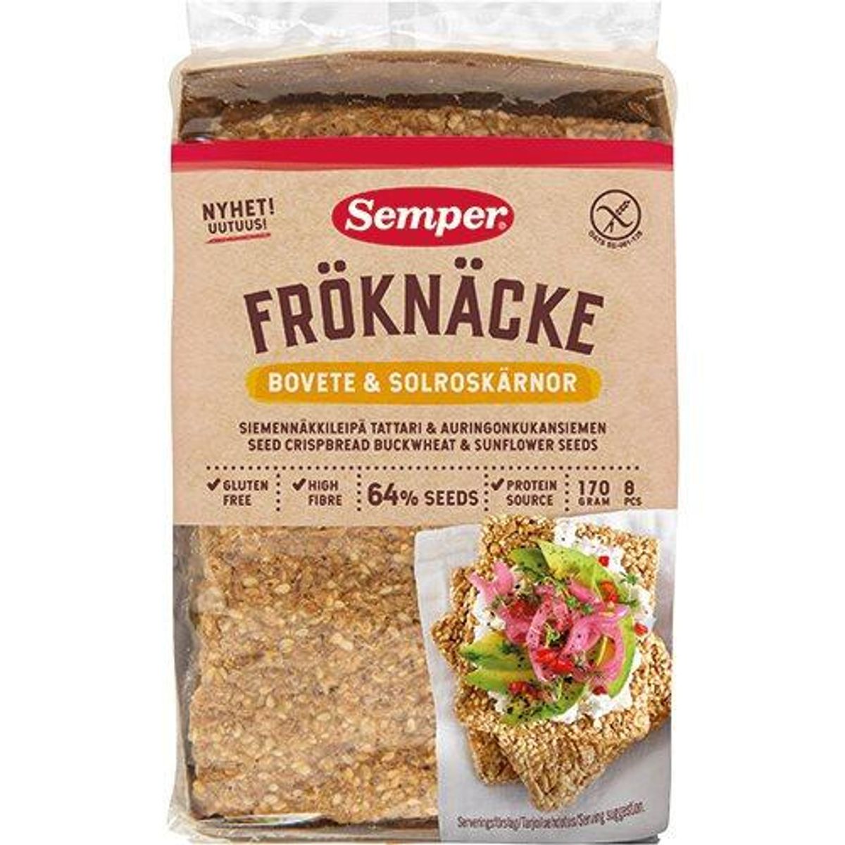 Semper Knækbrød m. boghvede og solsikkekerner, 170g.