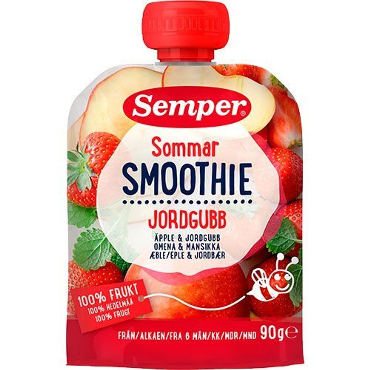 Semper Sommer smoothie med æble og jordbær fra 6 mdr., 90g