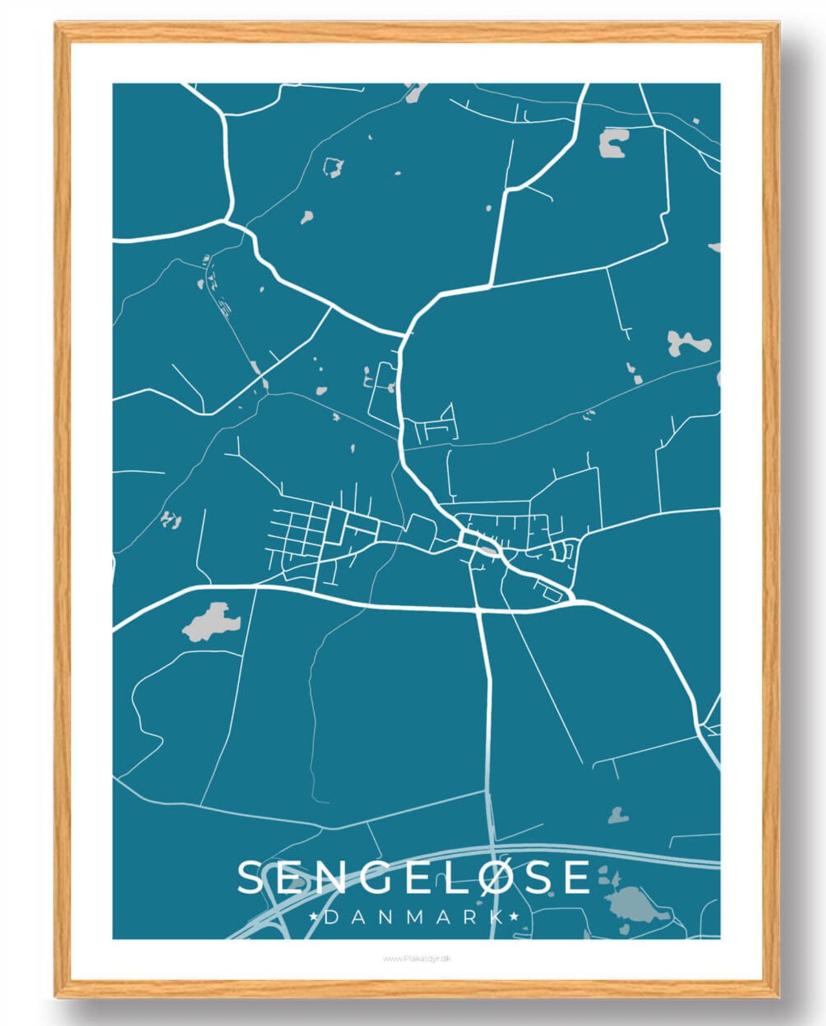 Sengeløse by plakat - blå (Størrelse: L - 50x70cm (B2))