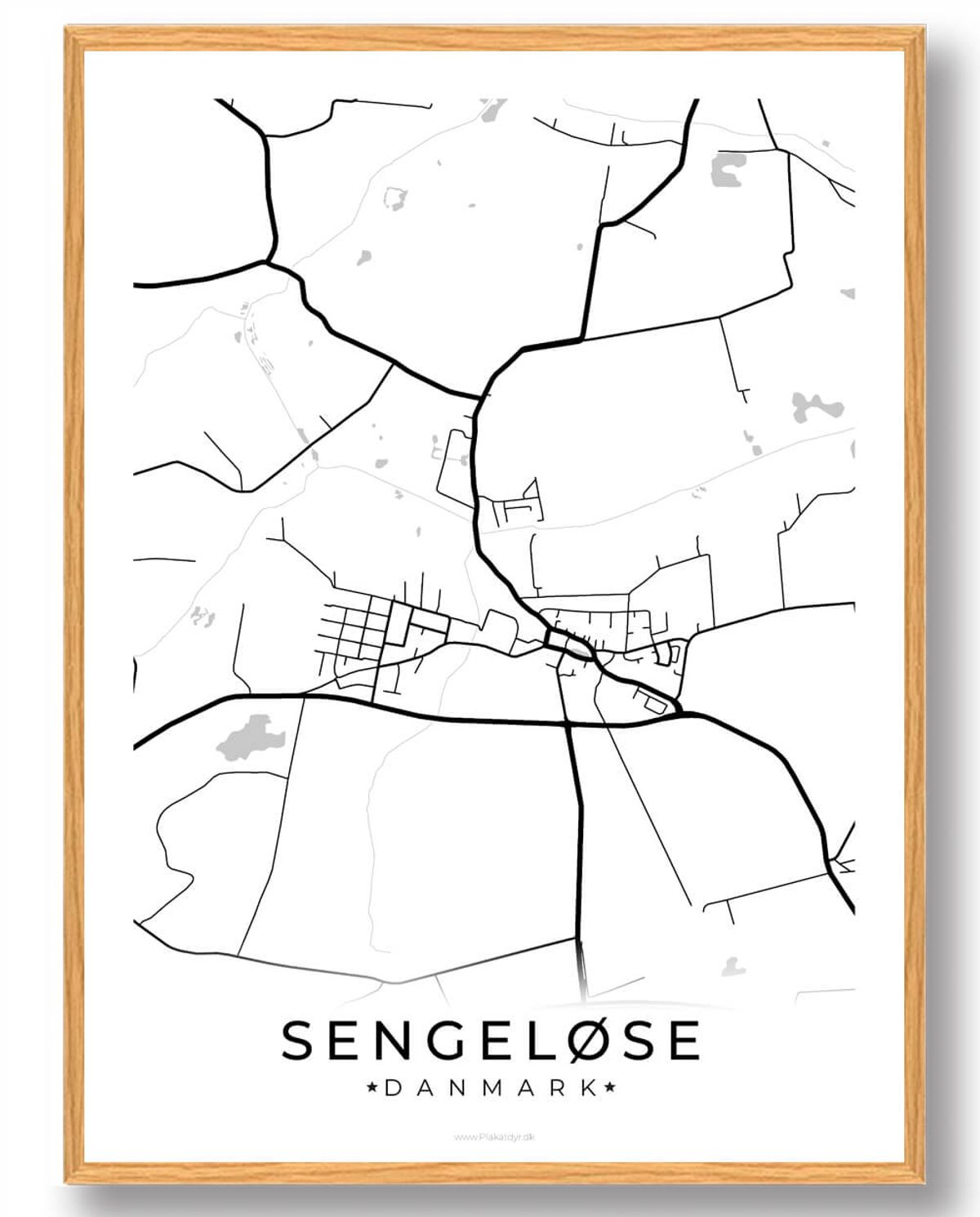 Sengeløse by plakat - hvid (Størrelse: L - 50x70cm (B2))