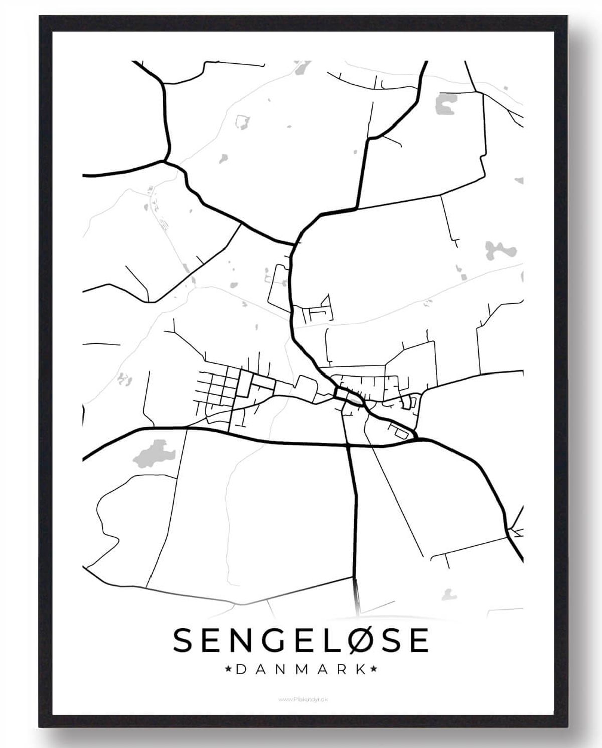 Sengeløse by plakat - hvid (Størrelse: L - 50x70cm (B2))