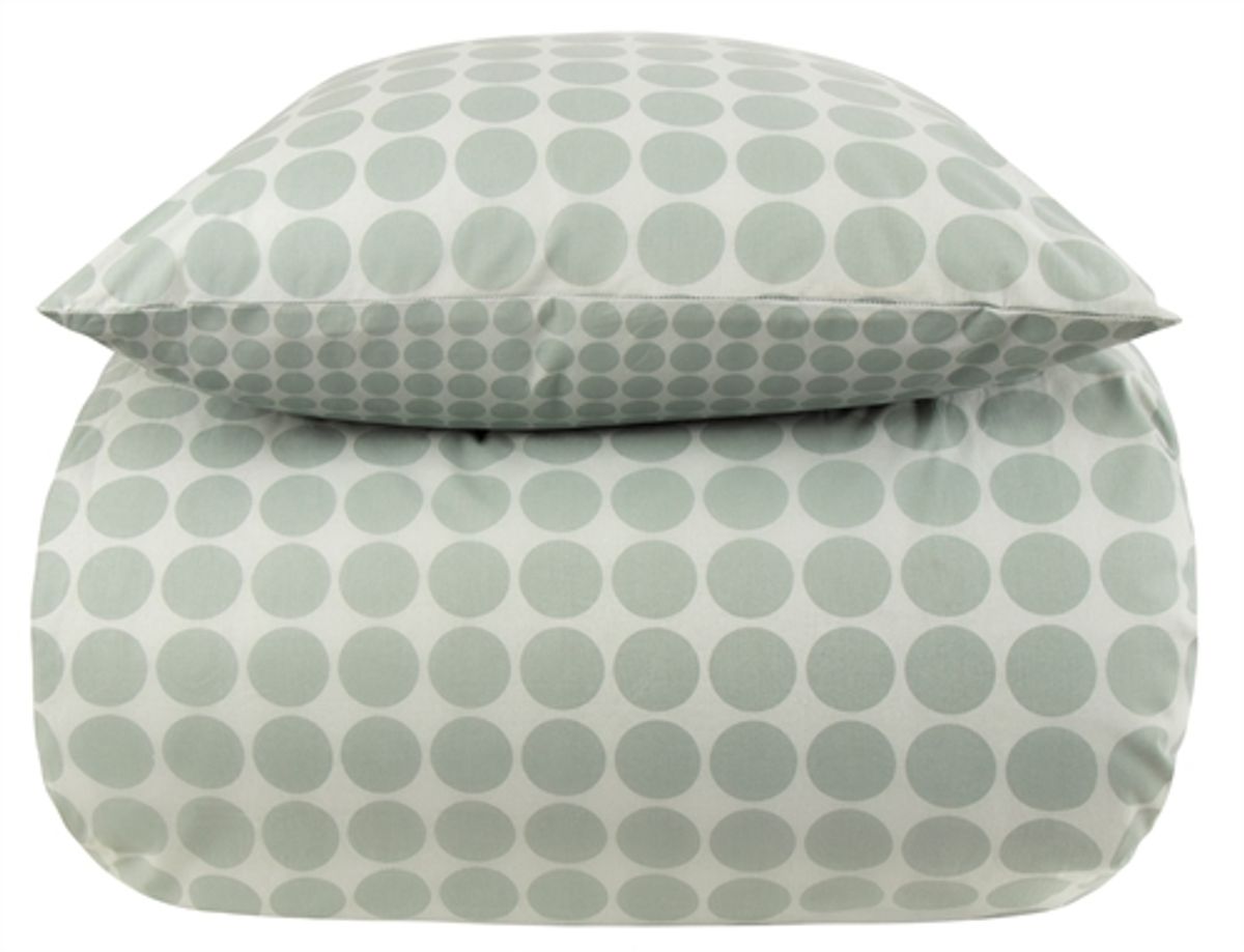 Sengetøj 240x220 - King size - Circle green - Prikket sengetøj - 100% Bomuld - Borg Living dobbelt dynebetræk