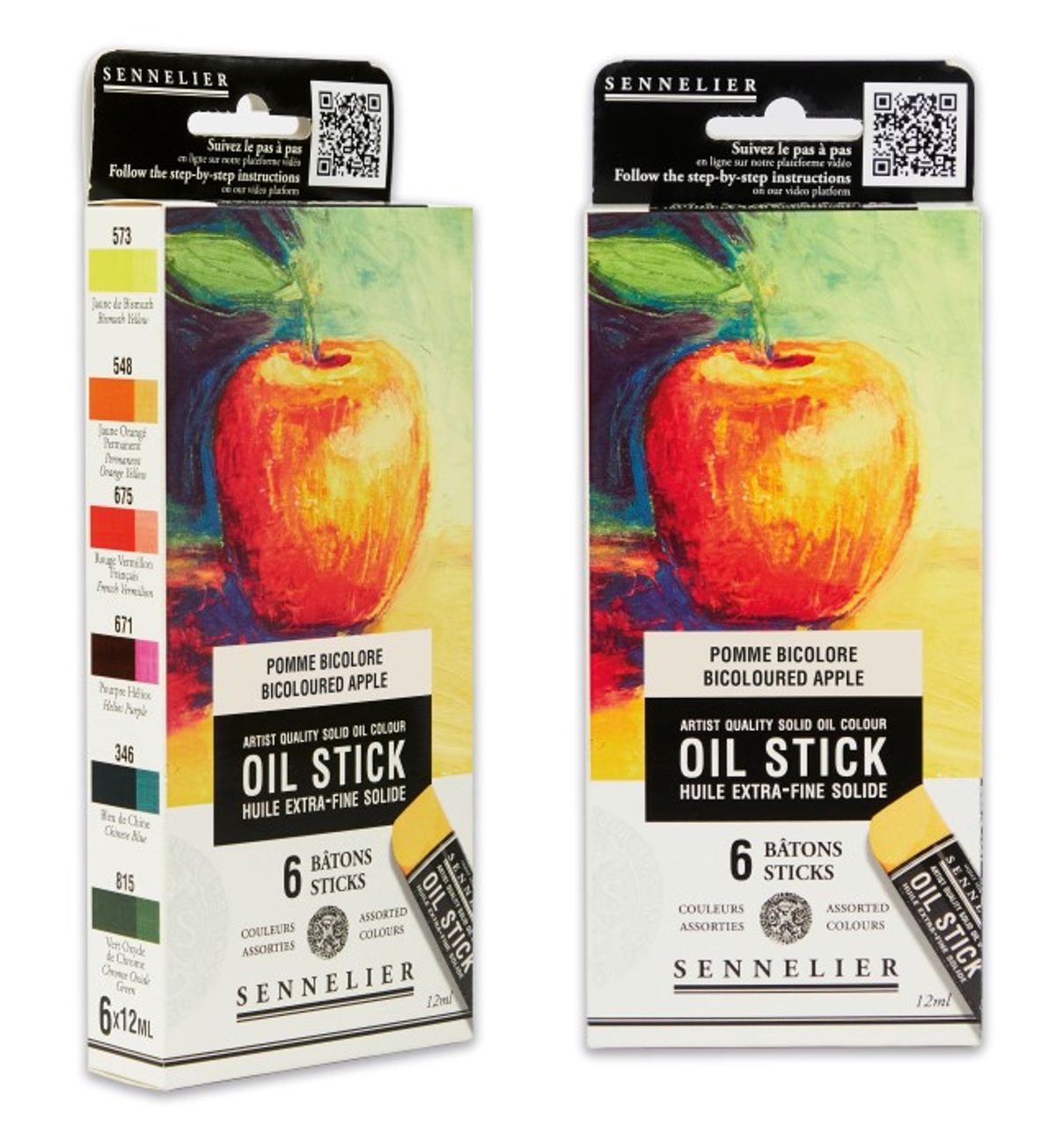 Sennelier Artist Oil Stick Set - 6 Mini Oil Sticks - Bicoloured Apple