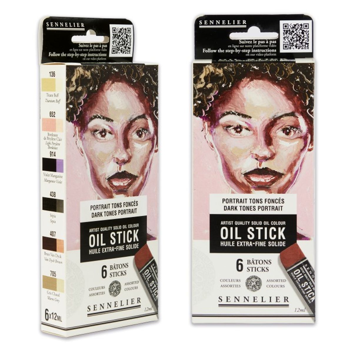 Sennelier Artist Oil Stick Set - 6 Mini Oil Sticks - Dark Tones Portrait