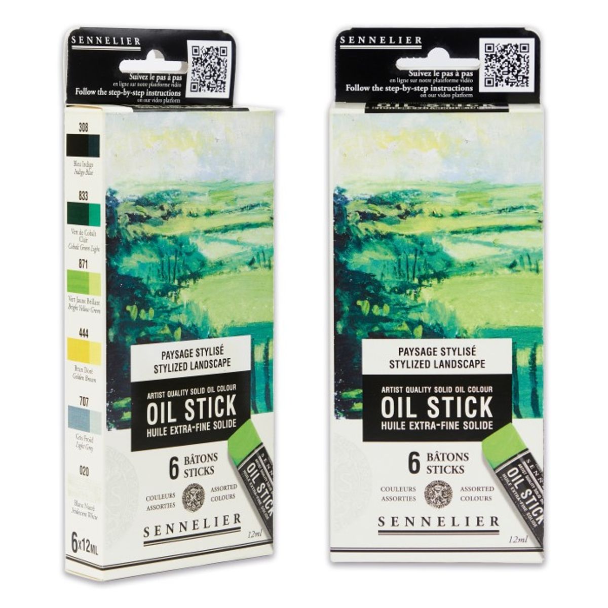 Sennelier Artist Oil Stick Set - 6 Mini Oil Sticks - Stylized Landscape