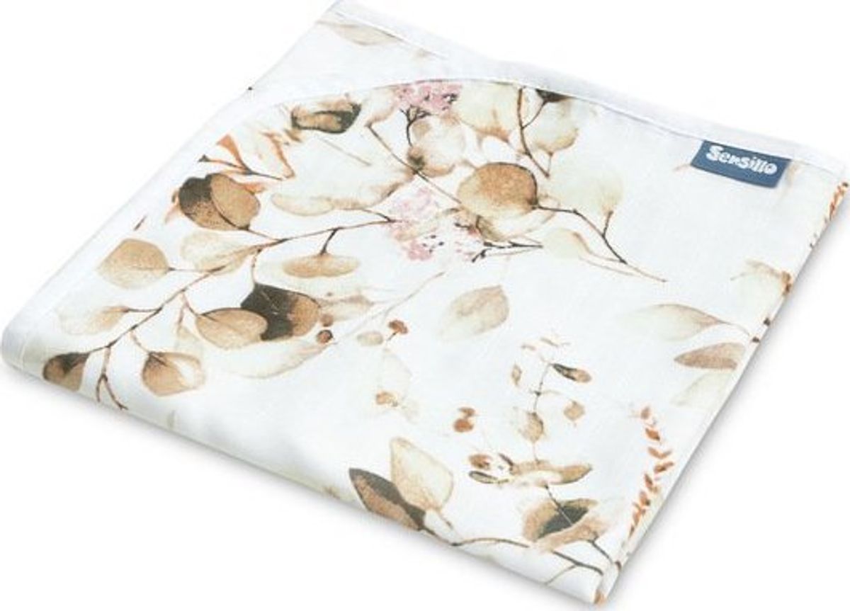 Sensillo Muslin Blanket Eucalyptus/White 80X100cm