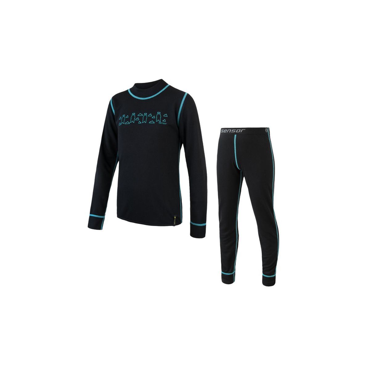 Sensor Double Face Kids Set- Skiundertøj Børn - Sort - Str. 90