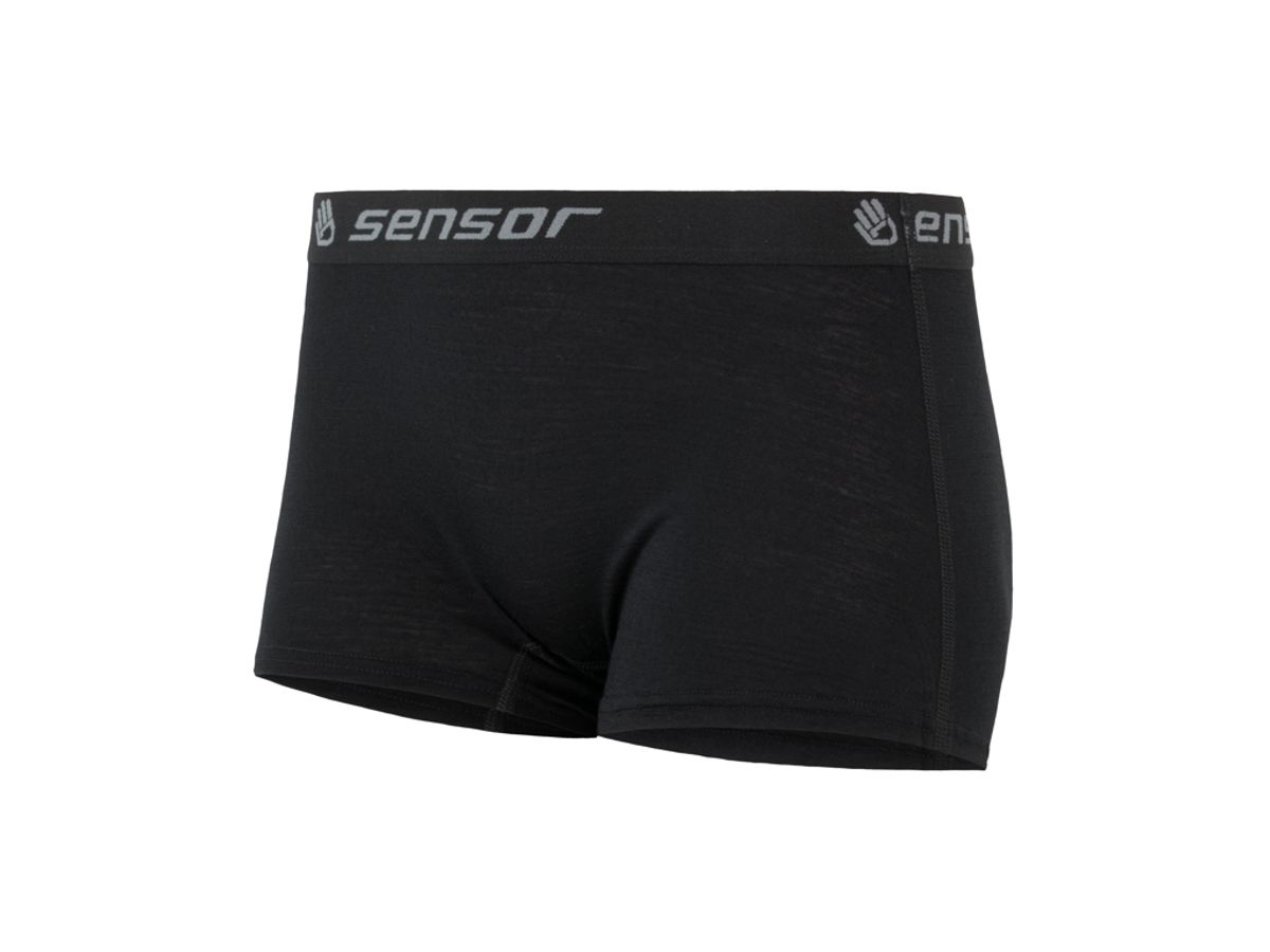 Sensor Merino Active Boyshort - Uldunderbukser m. kort ben - Dame - Sort - Str. S