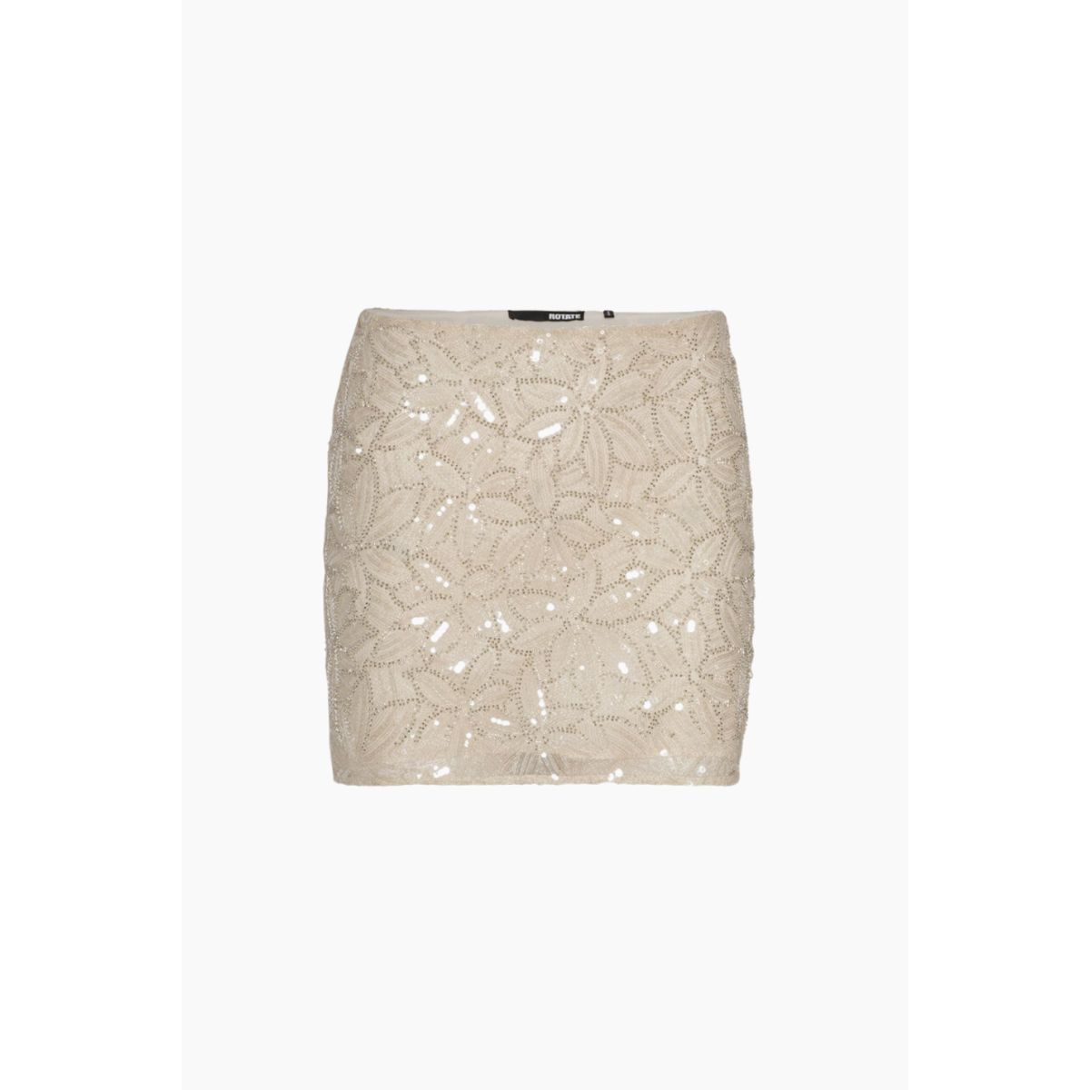 Sequin Mini Skirt - Silver Birch - ROTATE - Beige L