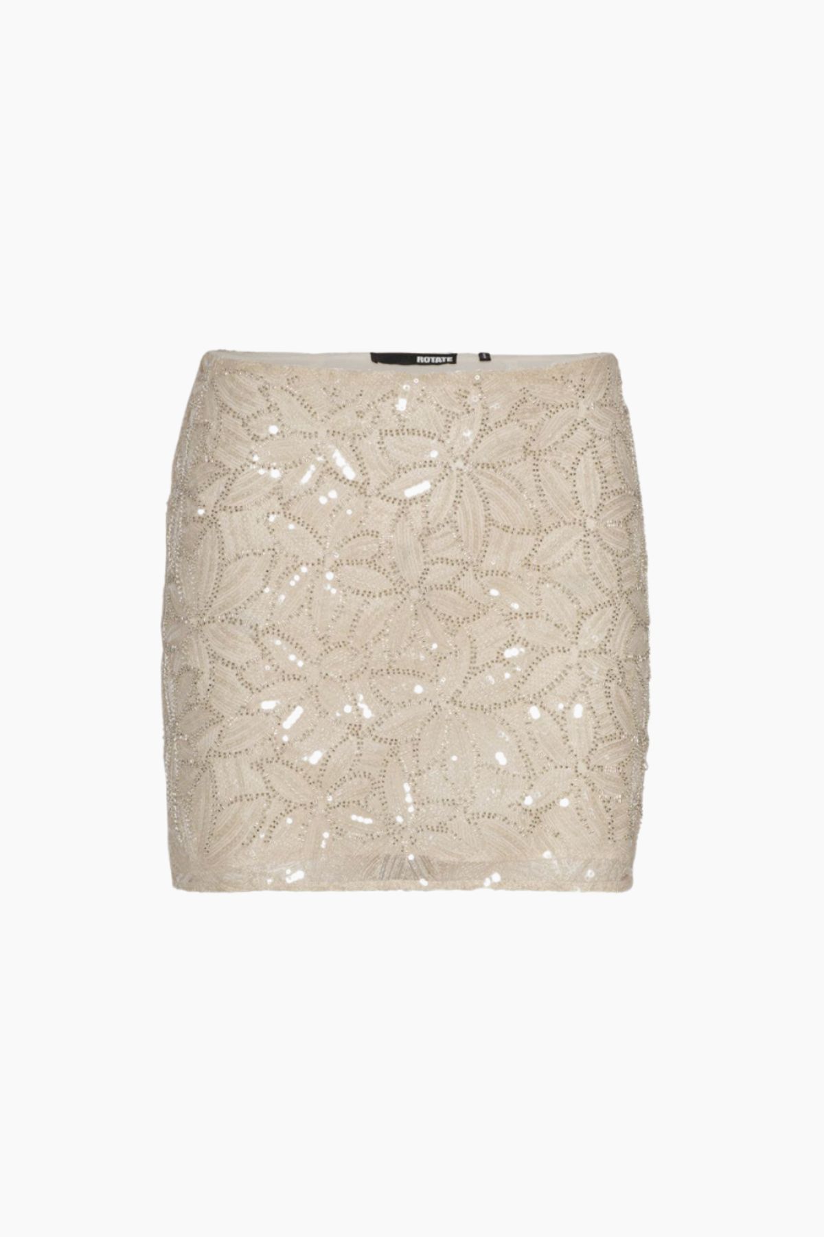 Sequin Mini Skirt - Silver Birch - ROTATE - Beige S