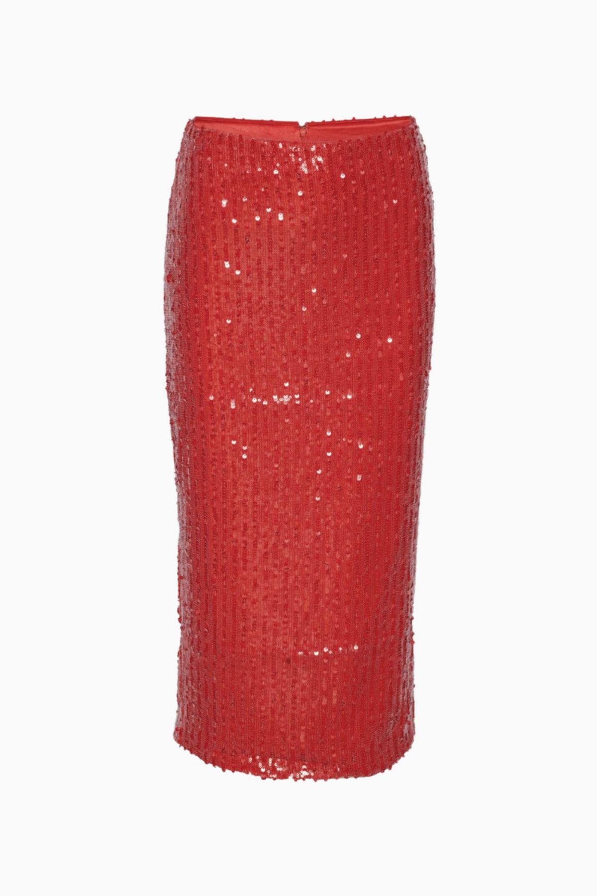 Sequins Pencil Skirt - Racing Red - ROTATE - Rød L