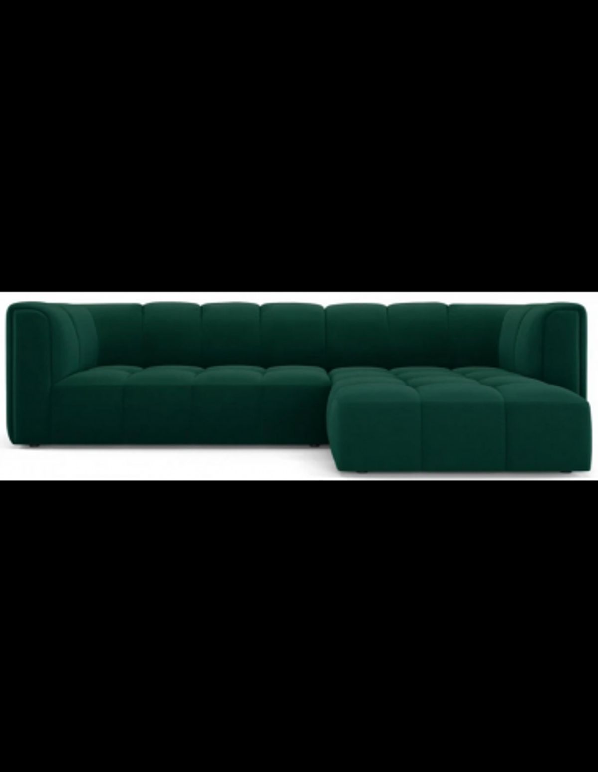 Serena højrevendt chaiselong sofa i velour B256 x D96 - 160 cm - Flaskegrøn