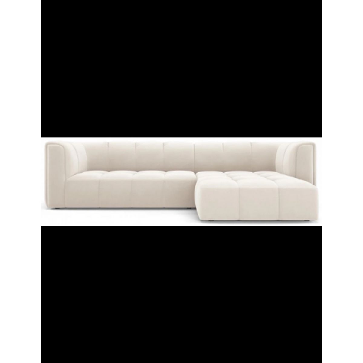 Serena højrevendt chaiselong sofa i velour B256 x D96 - 160 cm - Lys beige