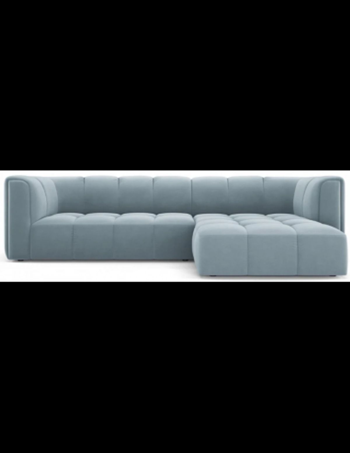 Serena højrevendt chaiselong sofa i velour B256 x D96 - 160 cm - Lyseblå