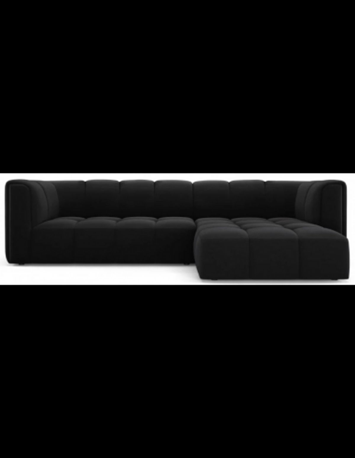 Serena højrevendt chaiselong sofa i velour B256 x D96 - 160 cm - Sort