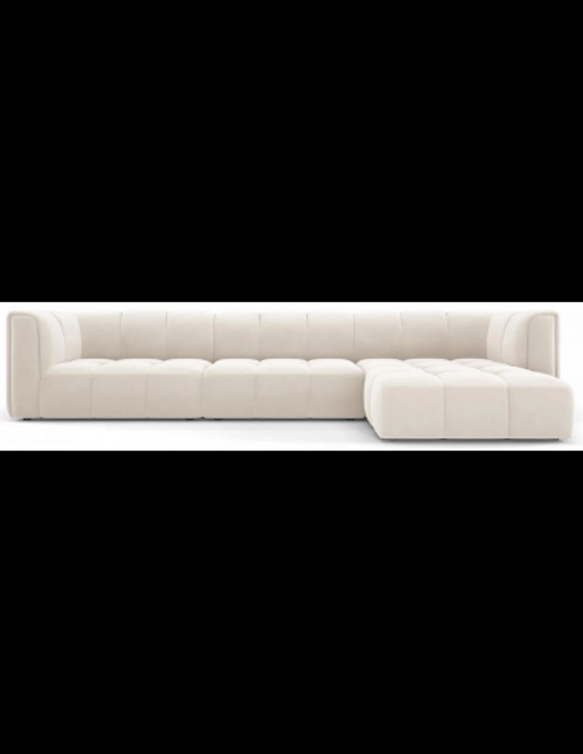 Serena højrevendt chaiselong sofa i velour B316 x D96 - 160 cm - Lys beige