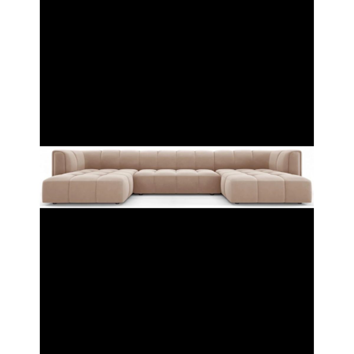 Serena U-sofa i velour B346 x D160 cm - Beige