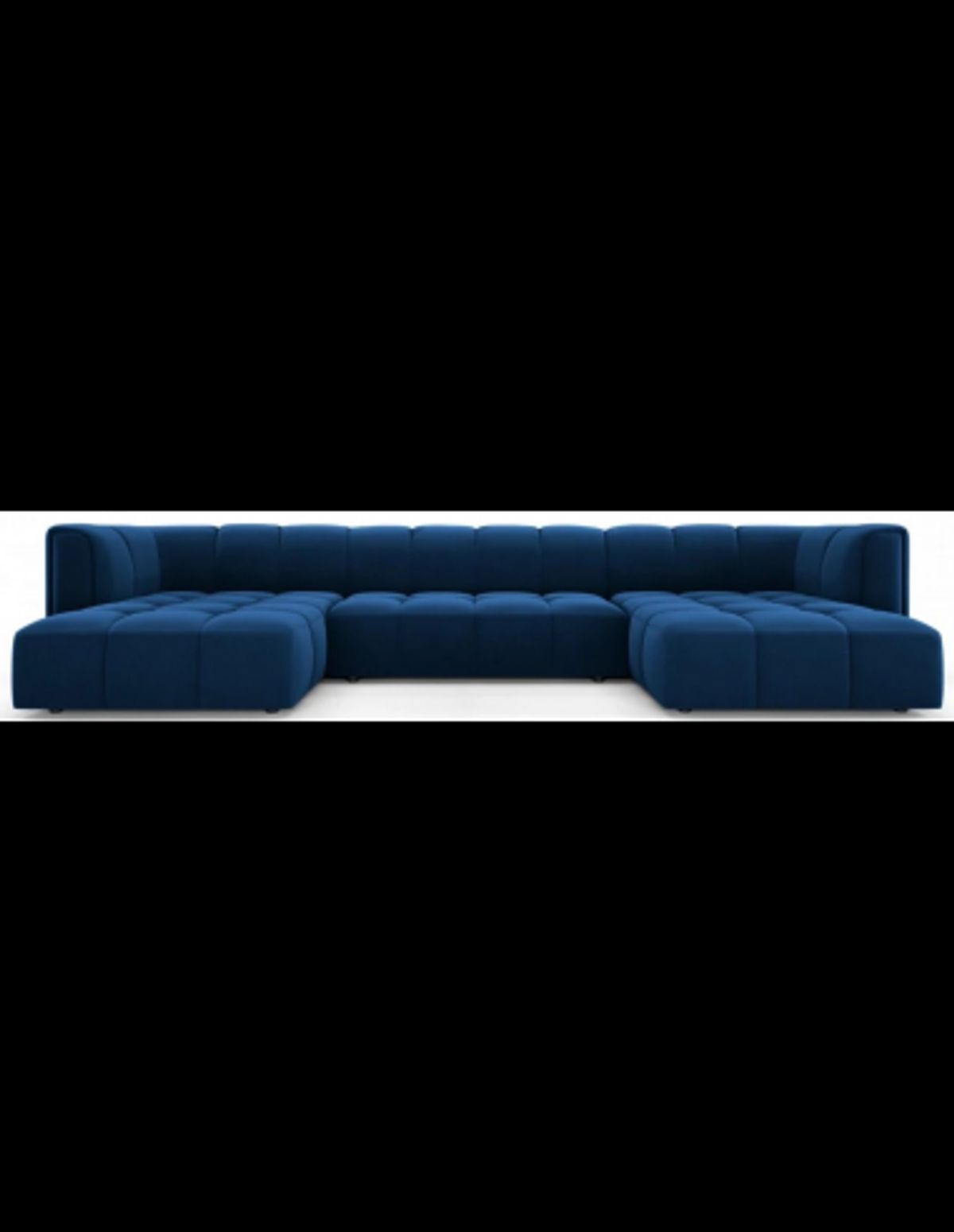 Serena U-sofa i velour B346 x D160 cm - Blå