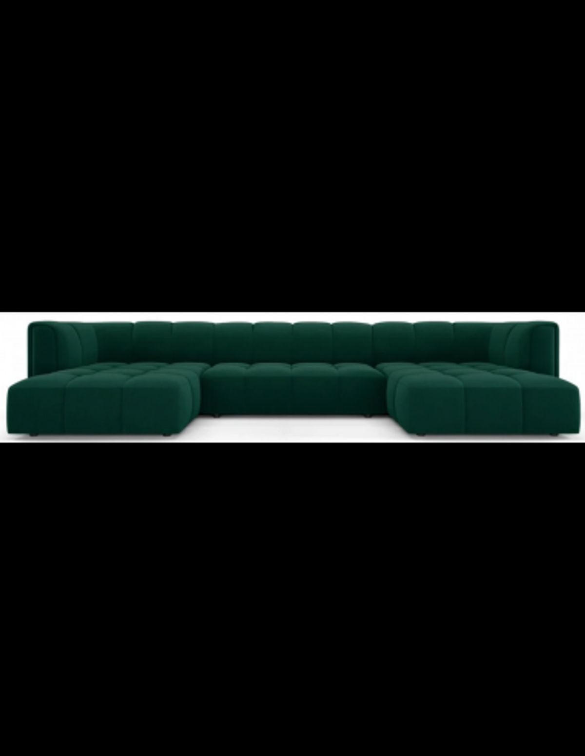 Serena U-sofa i velour B346 x D160 cm - Flaskegrøn