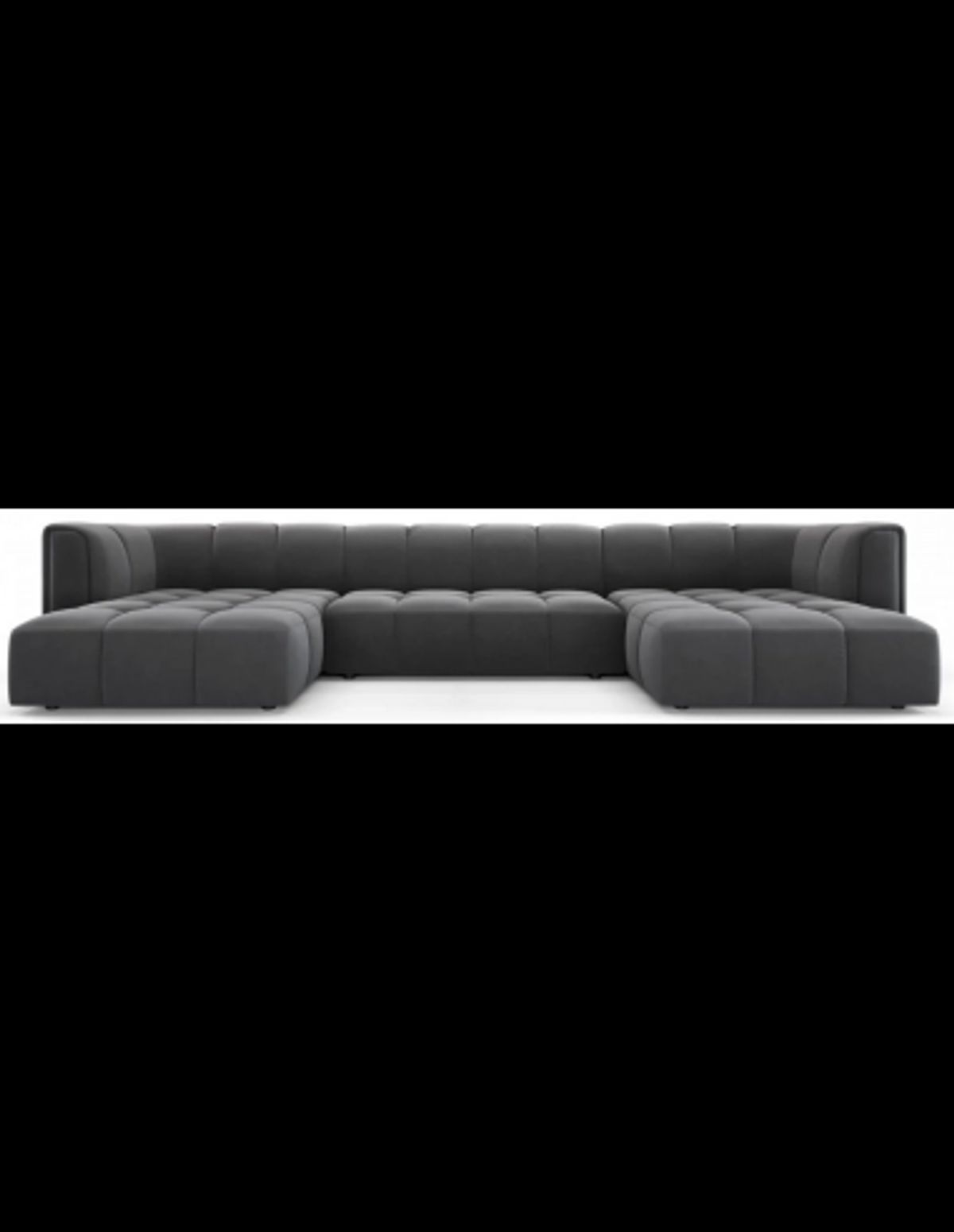 Serena U-sofa i velour B346 x D160 cm - Grå