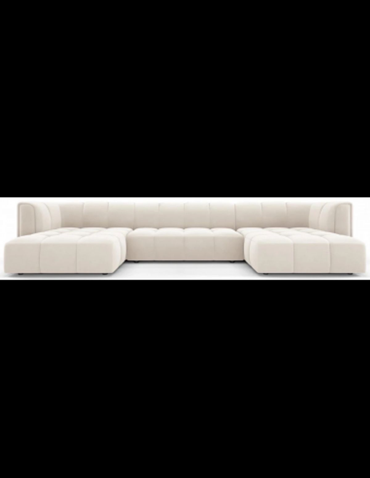 Serena U-sofa i velour B346 x D160 cm - Lys beige