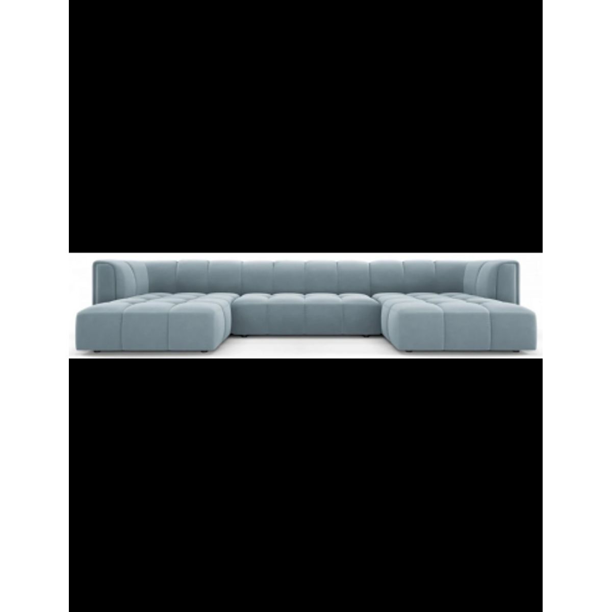 Serena U-sofa i velour B346 x D160 cm - Lyseblå