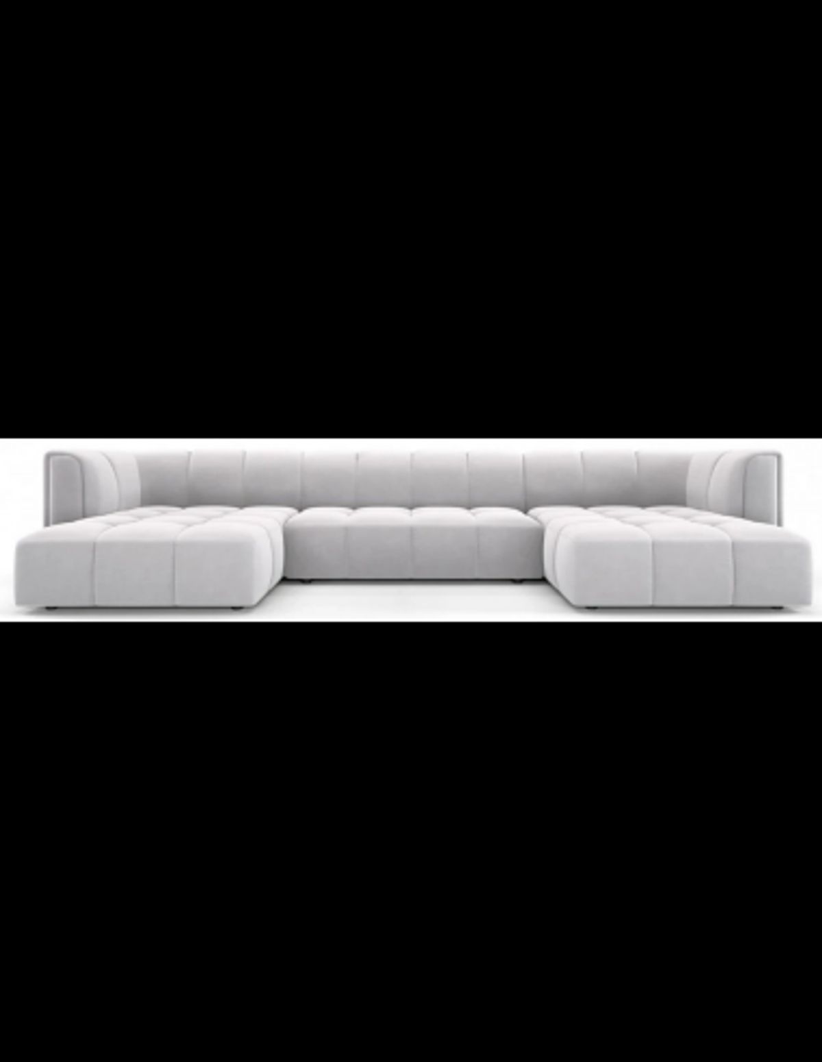 Serena U-sofa i velour B346 x D160 cm - Sølvgrå