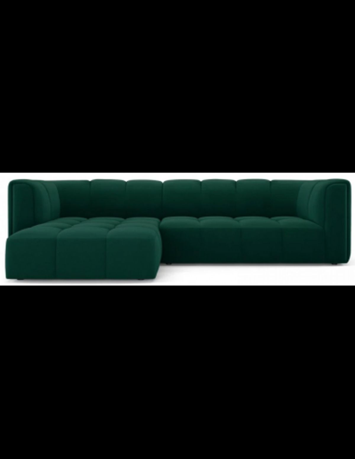 Serena venstrevendt chaiselong sofa i velour B256 x D96 - 160 cm - Flaskegrøn