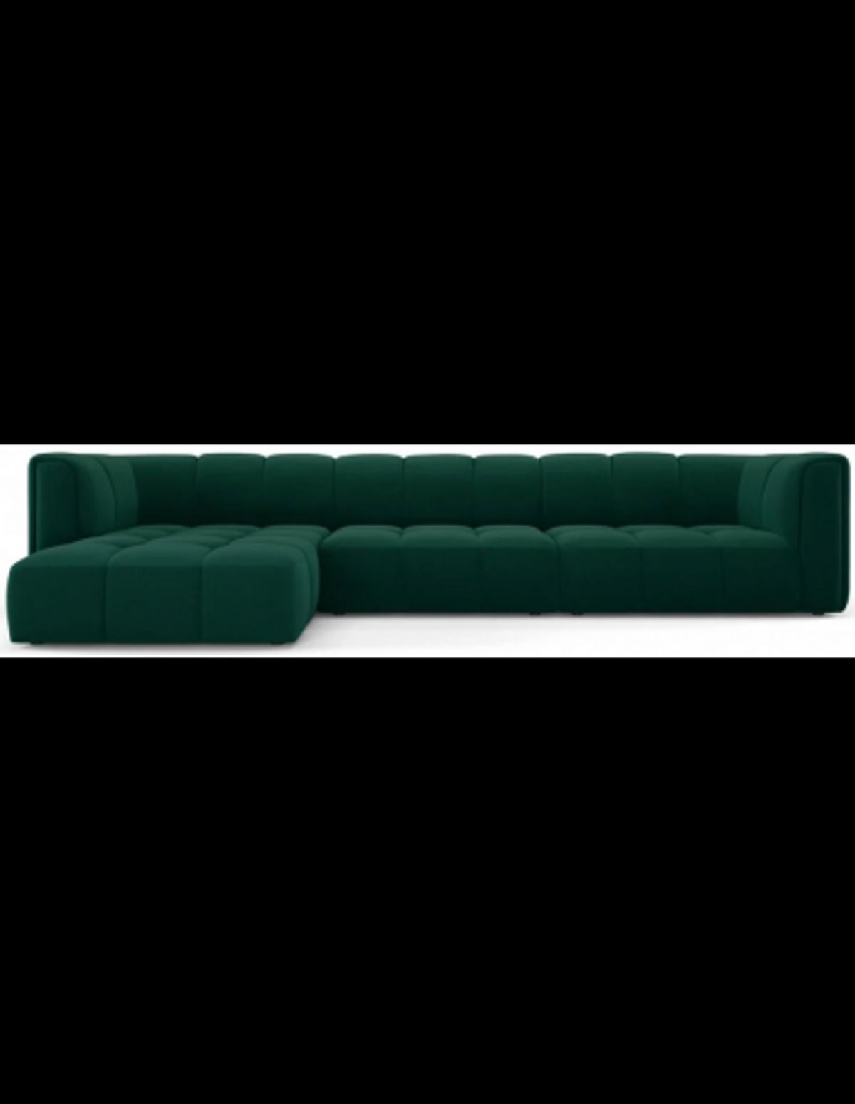 Serena venstrevendt chaiselong sofa i velour B316 x D96 - 160 cm - Flaskegrøn