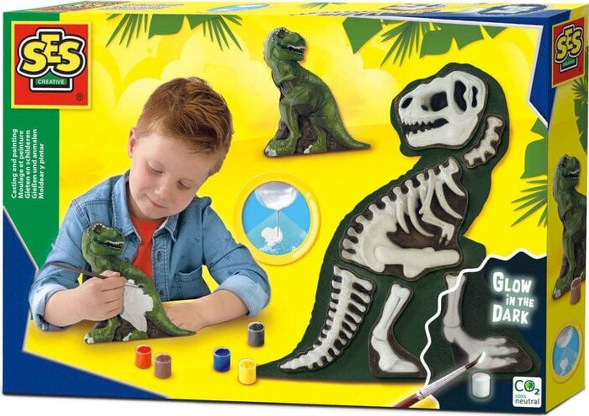 Ses Creative - Støb Og Mal Sæt Til Børn - T-rex Og Skelet