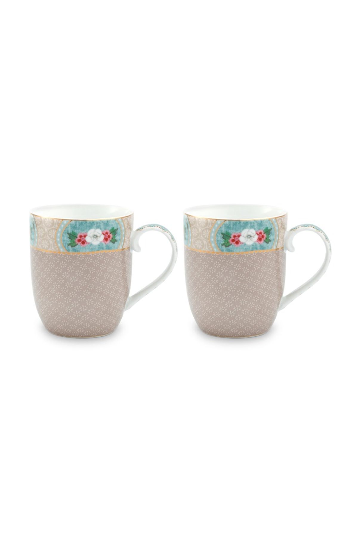 Set/2 Mugs Small Blushing Birds Khaki 145ml