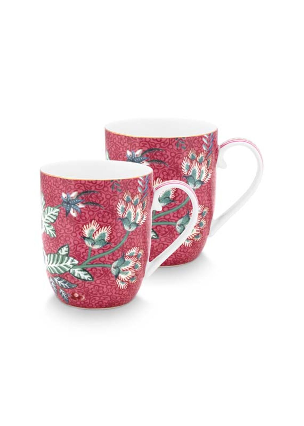 Set/2 Mugs Small Flower Festival Dark Pink 145ml