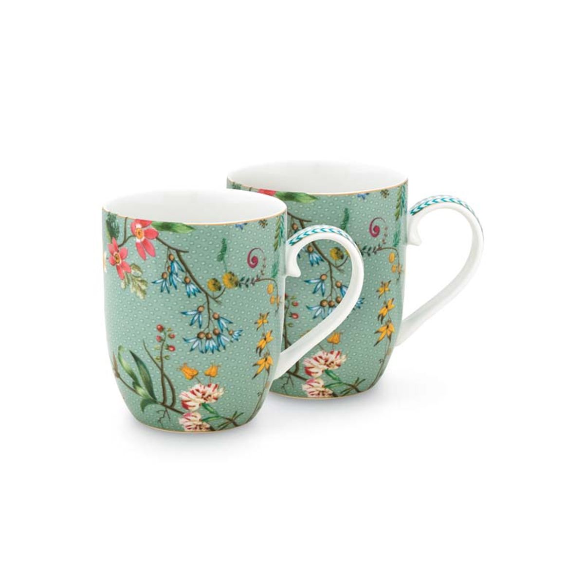 Set/2 Mugs Small Jolie Flowers Blue 145ml