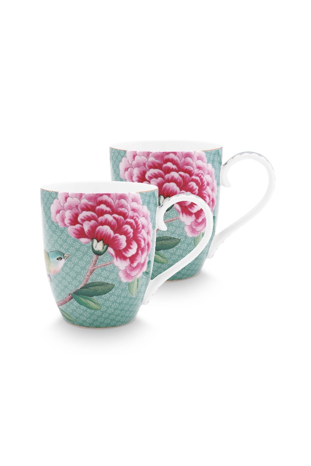 Set/2 Mugs XL Blushing Birds Blue 450ml