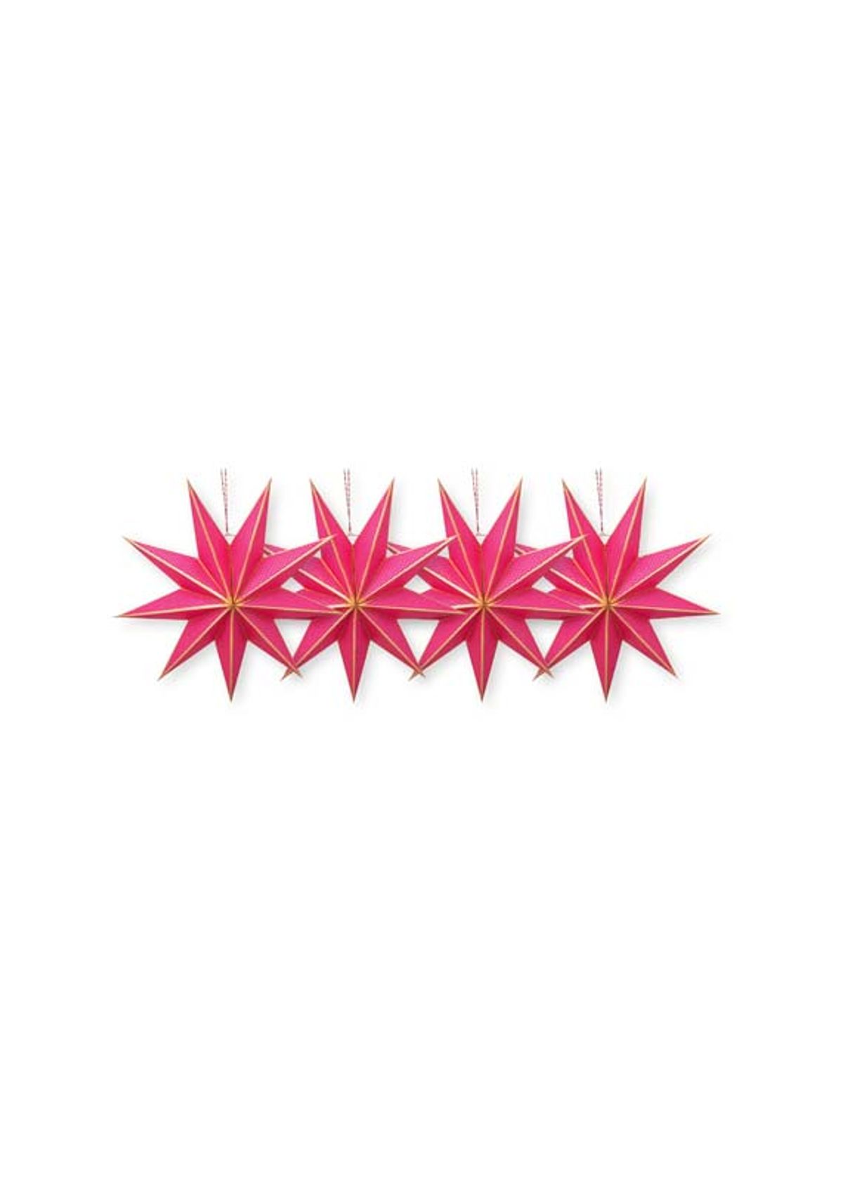 Set/4 Christmas Star Paper Pink 20cm