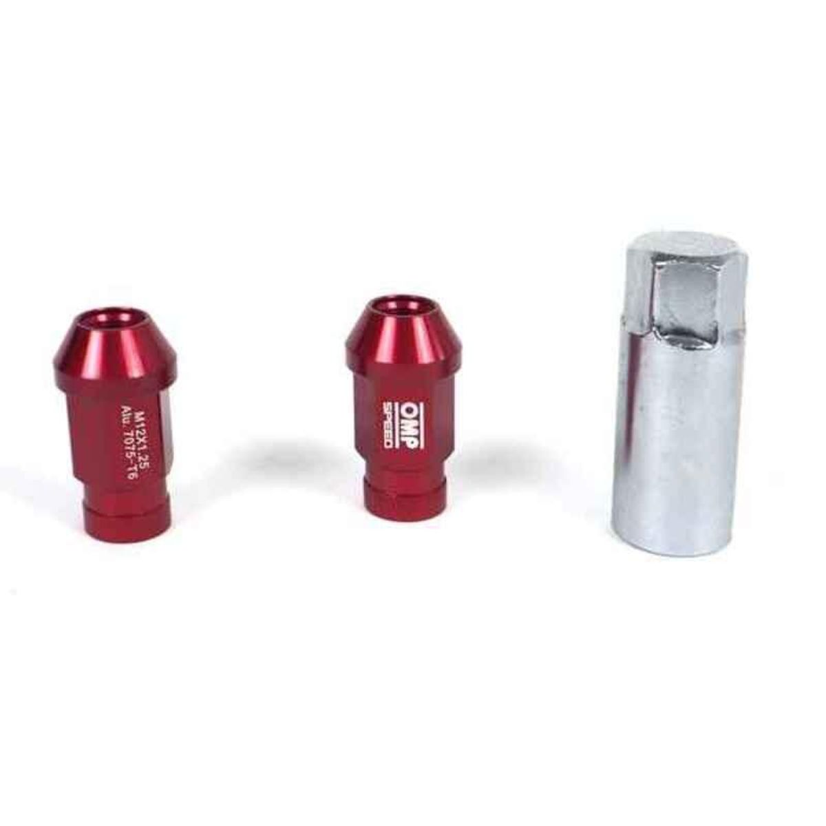 Set Møtrikker OMP 7075 40 mm M14 x 1,50 20 uds Rød