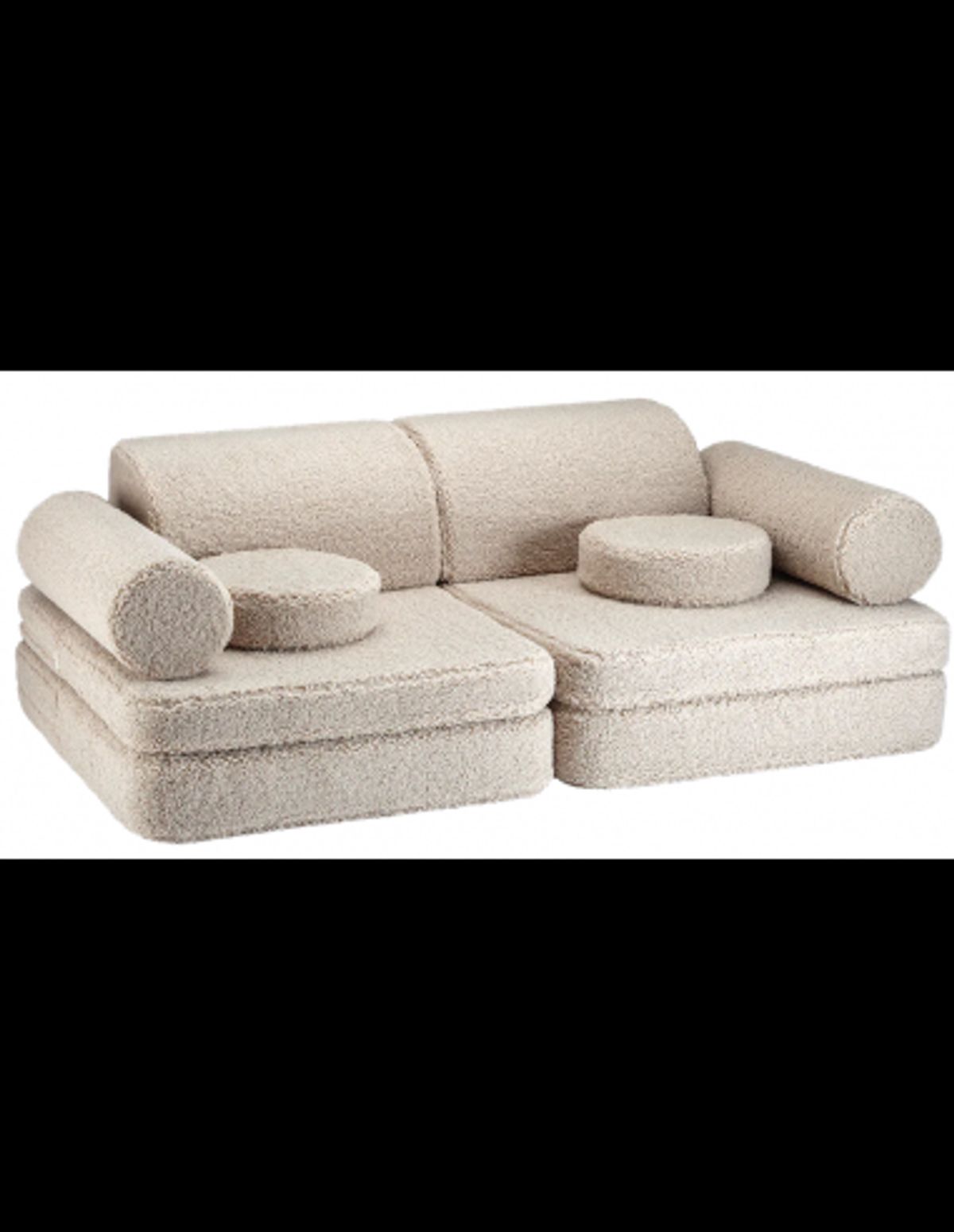 Settee børnesofa i OEKO-TEX teddy polyester 132 x 78 cm - Biscuit