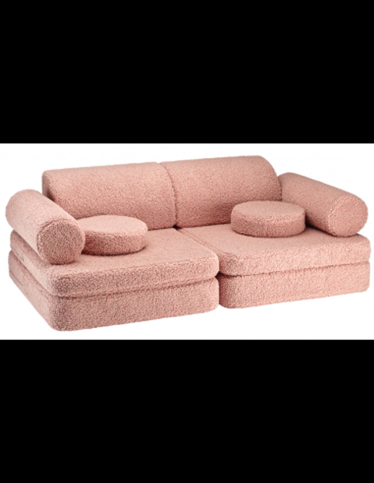 Settee børnesofa i OEKO-TEX teddy polyester 132 x 78 cm - Guava