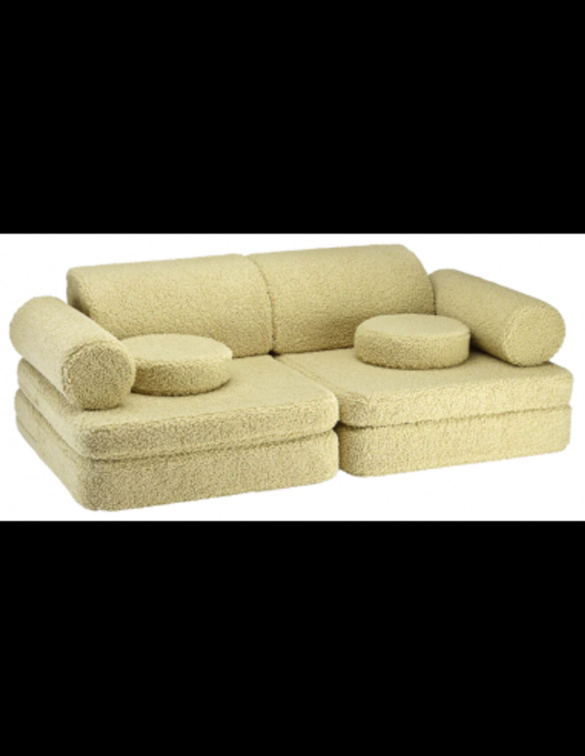 Settee børnesofa i OEKO-TEX teddy polyester 132 x 78 cm - Matcha