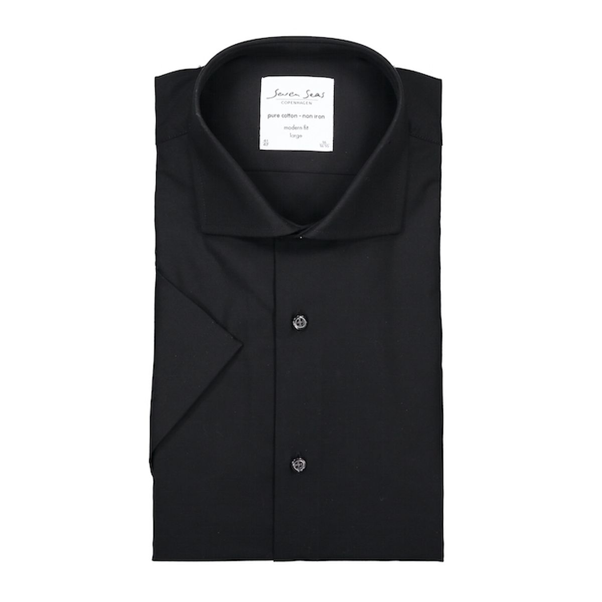 Seven Seas Kortærmet Skjorte Modern Fit Ss254 Black_51/52-5xl