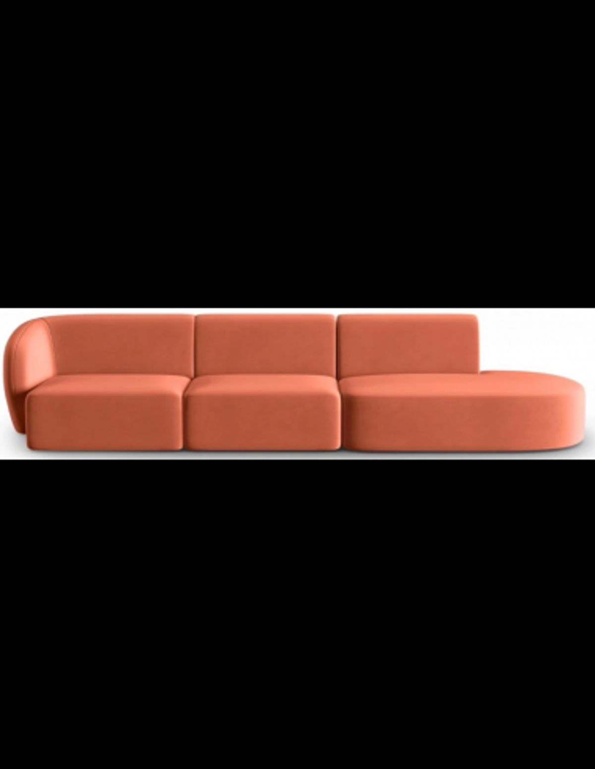 Shane højrevendt 4-personers sofa i velour B302 x D85 cm - Koralrød