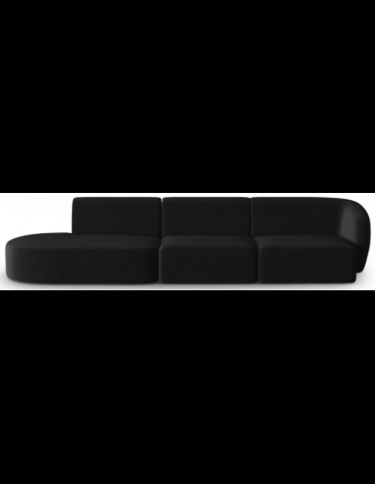 Shane venstrevendt 4-personers sofa i velour B302 x D85 cm - Sort