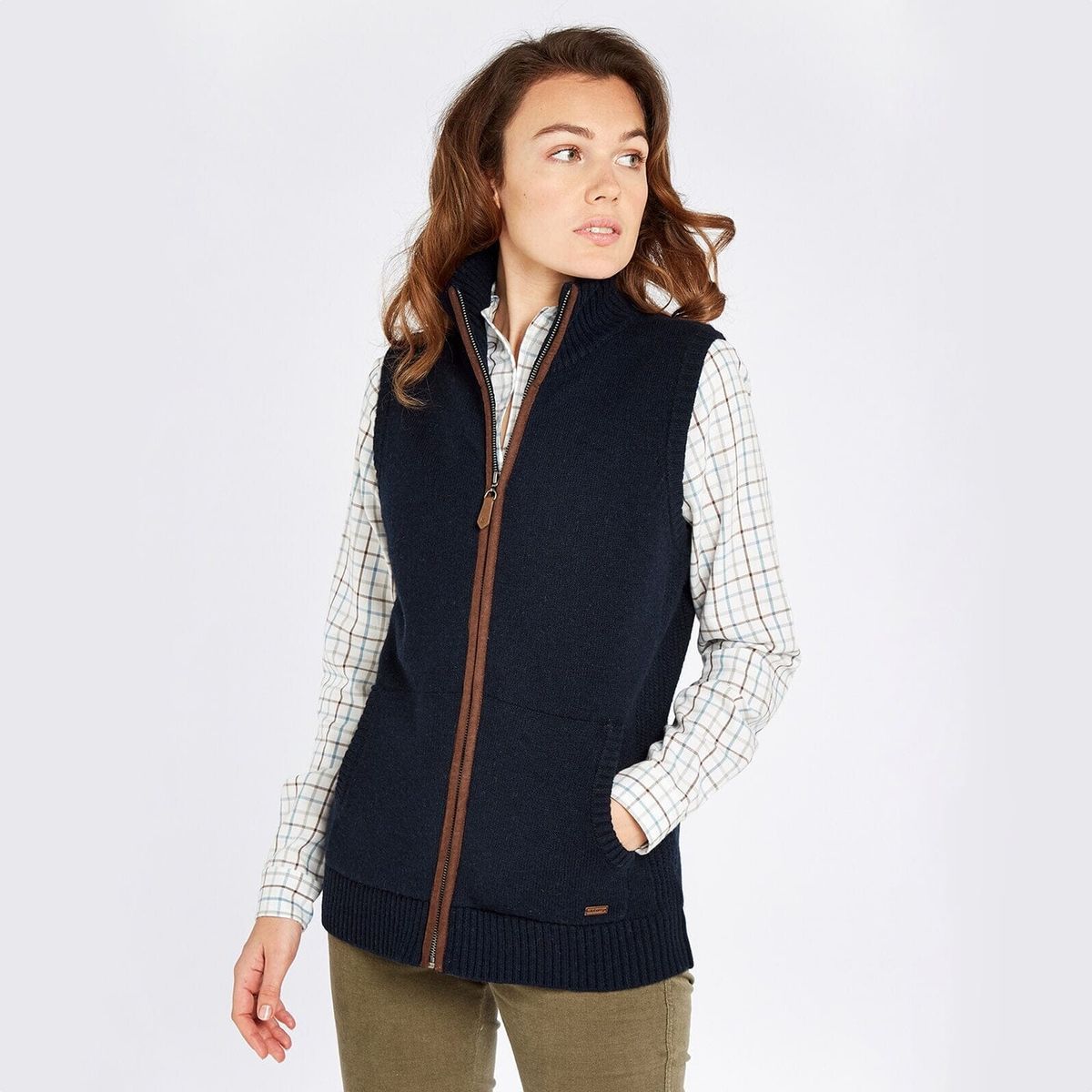 Sheedy Ladies Knitted Bodywarmer, navy - 36 (UK10)