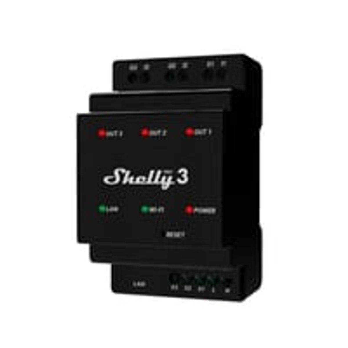 Shelly Pro 3, WiFi rel, 3 kanaler, 3x16A, potentialfrit kontaktst