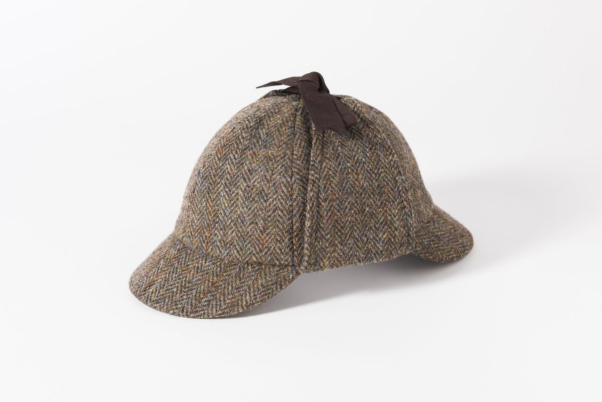 Sherlock Harris Tweed Deerstalker Hat - brun - 56 (small)