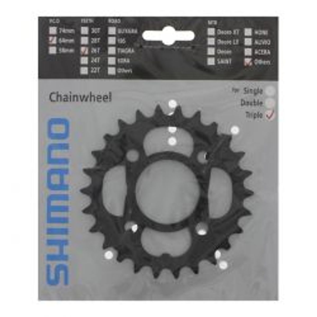 Shimano Klinge Fc-m391/430 64mm Sort 9-sp 26t - Cykel klinge