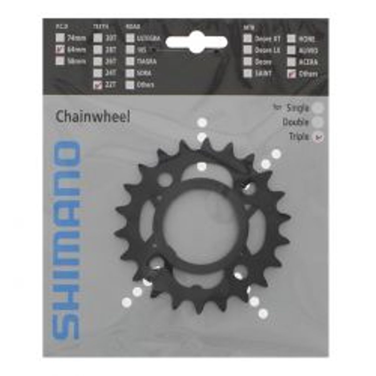 Shimano Klinge Fc-m391/430 64mm Sort 9-sp Skruehul 22t - Cykel klinge