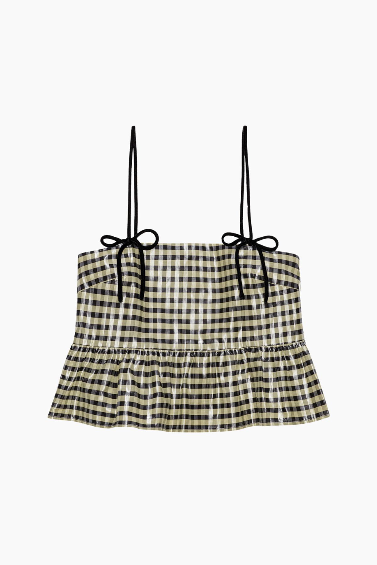 Shiny Check Jacquard Top F9701 - Lemon Icing - GANNI - Tern L