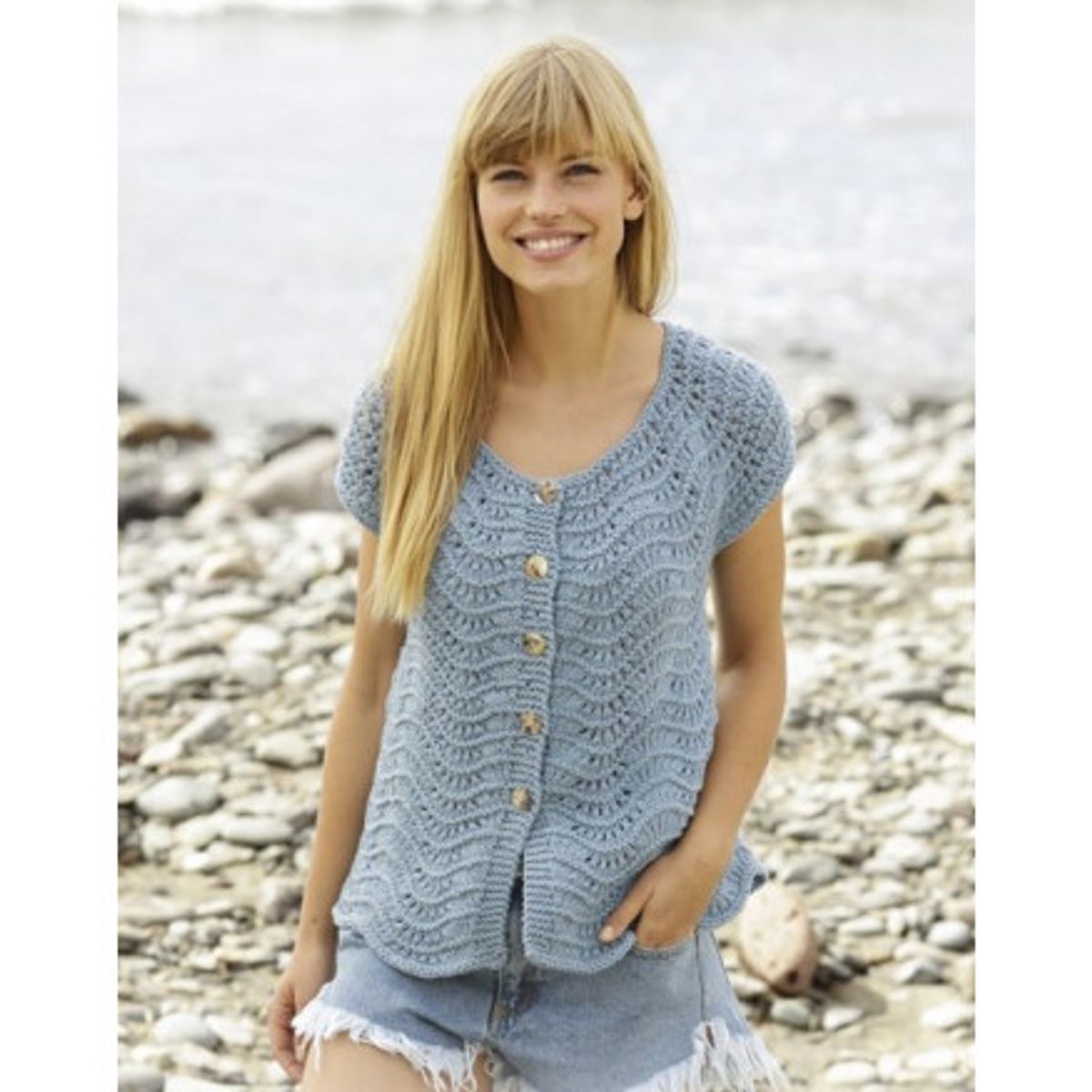 Shore Line Cardigan by DROPS Design - Cardigan Strikkeopskrift str. S - X-Large