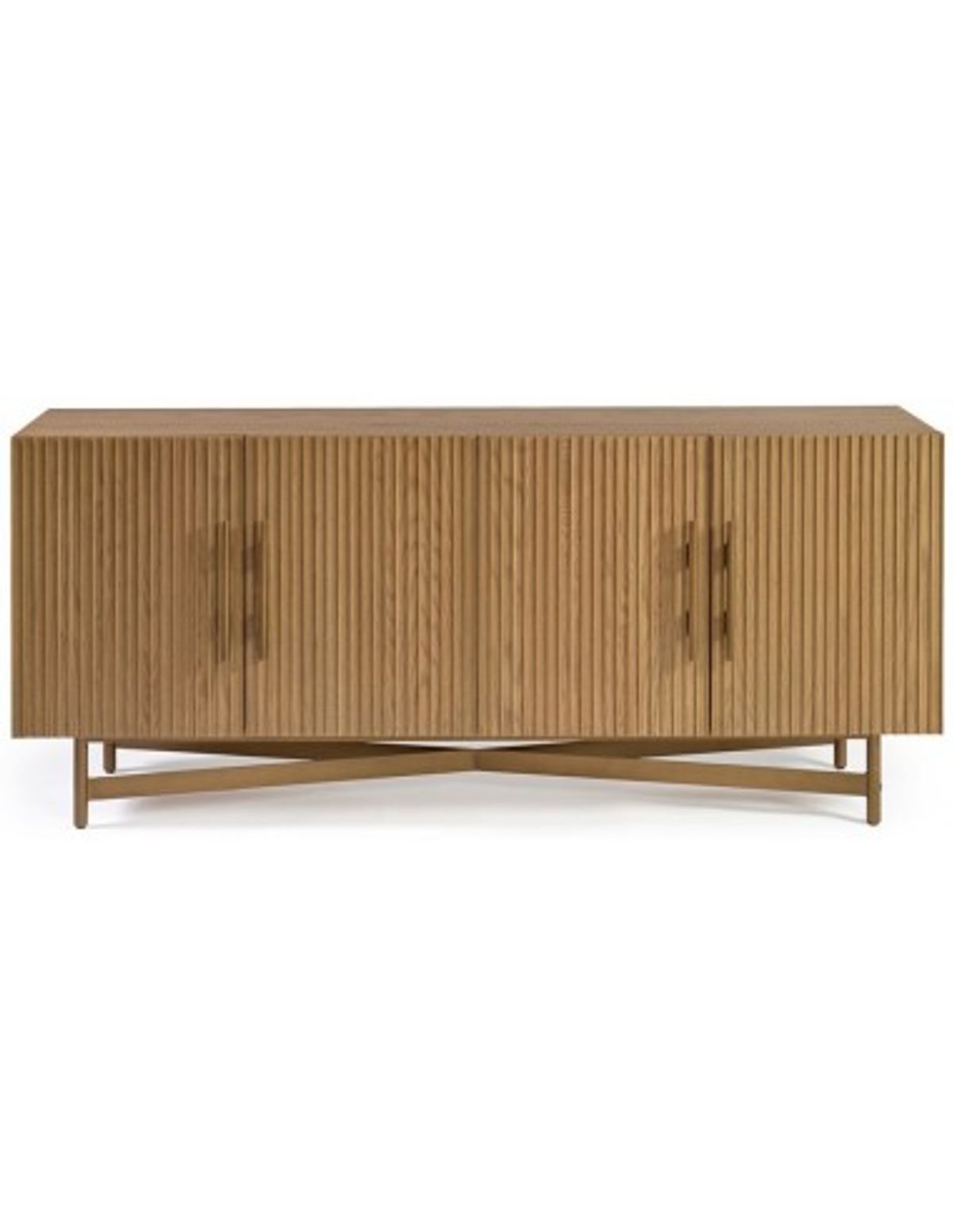 Sideboard i egetræ og metal B200 cm - Eg/Antik guld